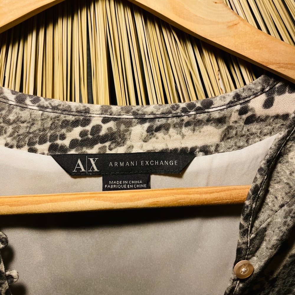 ARMANI EXCHANGE SNAKE PRINT RUFFLE DRESS